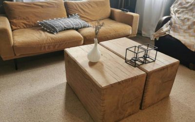 CUBE DE DECORATION EN CHENE ET ACACIA MASSIF